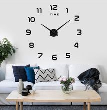 Stick On Wall Clock DIY Large Black Modern Design