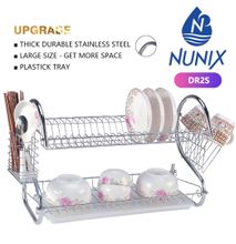 Nunix DR2S Stainless Steel 2 Tier Dish Rack Drainer