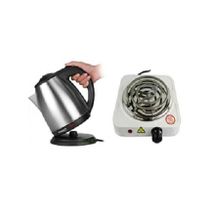 Electric Kettle (Cordless) 2Litres + A FREE Single Spiral Hotplate Silver