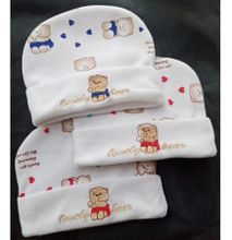 3PCs Softest Comfy Printed Newborn Baby Caps
