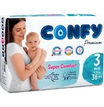 Confy Premium Size 3 Midi Baby Diaper, 36 Pieces, Pack of 5 - Carton