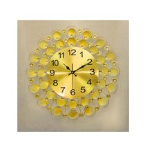 Wall Clock House Decoration Gold With Feather-like