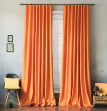 Orange Curtain and Off white and coffee brown flowers