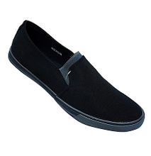 Generic Black Canvas Slip-On Sneakers Shoes With A Rubber Sole