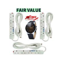 4 Way Power Extension Cable - White+ Free Watch