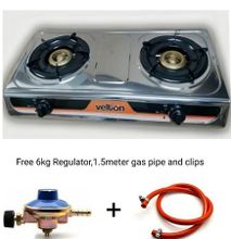 VELTON 2 Burner Gas Gas Cooker+FREE 6KG Regulator,1.5m Pipe&clips