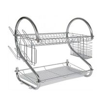 Stainless Steel 2 Tier Dish Drainer Drying Rack Silver