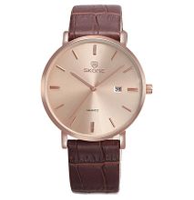 Skone Skone Brown Mens Leather Watch With Gold Dial