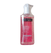 Neutrogena Clear & Radiant Face Wash with Vitamin C & Pink Grapefruit. Cleanses, Brightens, Refines & Prevents Imperfections.