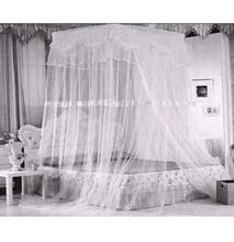 Fashion Square Top Mosquito Net Free Size For Double Decker And All Types Of Beds - White