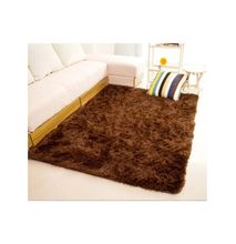 Generic Fluffy Smooth Carpet For Living Room 5 by 8 - Coffee Brown