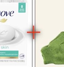 sensitive skin dove bar soap plus exfoliating gloves