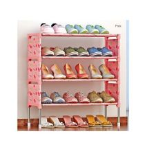5 Tiers Shoe Rack With Dustproof Cover Closet Shoe Storage Cabinet Organizer - Pink