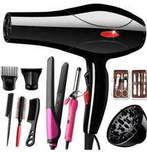 Deliya Complete Hair Blow Dryer With Accessories & Free Flat Iron - Full Set.