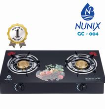 Nunix GC-004 Glass Table Top Gas Stove Double Burner Cooker