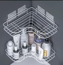 Metallic Corner Triangular Bathroom/kitchen Organizer-White