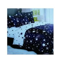1 Duvet, 1 Bedsheet, 2 Pillowcases - Blue & White with Star Print