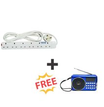 6 way Extension cable plus Free Joc Rechargeable Digital FM Radio And Mp3 Music Player