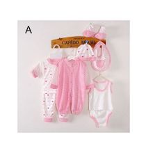 Generic 8 Piece Baby cotton newborn set- pink