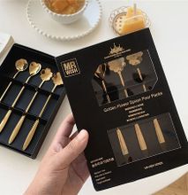 Fashion Mr Wish 4 Pc Golden Flowered Spoons