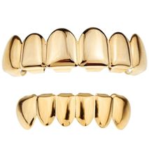 Gold Plated Hip Hop Teeth Grillz Top & Bottom Grill Teeth Mouth Grills
