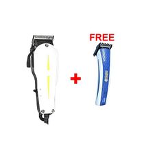 GEMEI GM-1021 With Free Nova Rechargeable Hair And Beard Trimmer - Professional Electric Hair Clipper - White & Black