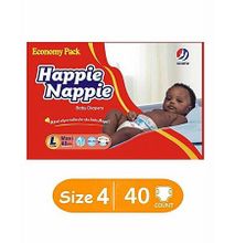 Happie Nappie Economy Pack - Large: Size 4 (9-14Kgs) - Count 40 Diapers