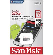 SanDisk Ultra Micro SD Memory Card 16GB 80MB/s Class 10 UHS-I 533x microSDHC