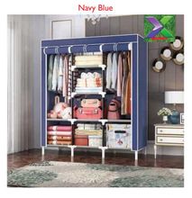 Hommy Solid Portable Wooden Wardrobe - Navy Blue