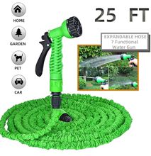 25 Expandable Water Gun Hose Kit Magic PVC Reel Pipe with 7 Spraying Mode Water Gun for Garden Farm Irrigation Car Wash Green