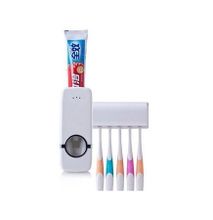 Automatic Toothpaste Dispenser and 5 Toothbrush Holder white normal