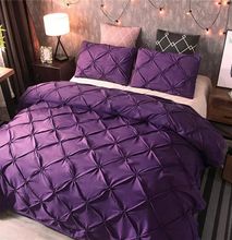 6 by 6 Purple Pleated Duvet Cover Set