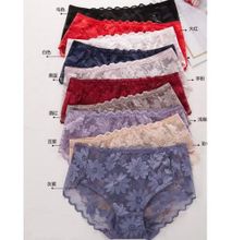 Fashion Transparent Floral Hot Lace Panties - 3 Pieces-XXL