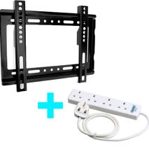 Wall Mounting Bracket for 14 - 42 TV + Free Heavy Duty Power Extension