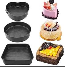 Generic 3 In 1 Heart, Round And Square Cake Non Stick Baking Tin