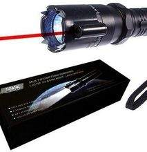 Self Defense Police Torch With Electric Shock And Laser Pointer Black