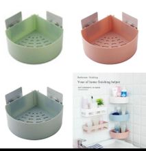 Triangle Bathroom Organizer With Suction Material Plastic