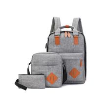 Generic 3in1 Anti-theft Canvas Laptop USB Backpacks - Grey