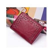 Contacts Red Short Women's Pure Leather Wallet - Gift Purse