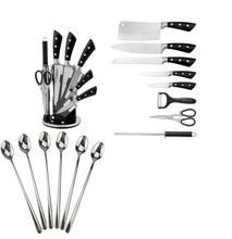 Unique 9Pcs Knife Set With Stand Plus Spoons