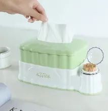 24 PcsMultifunction 2-In-1 Retractable Tissue Box With Toothpick Holder