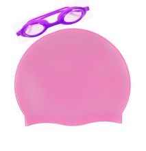 Fashion Set Of Purple Swimming Goggles & Pink Swimming Cap Gear Set
