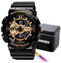 Skmei Shock Resistant Digital Sports Waterproof Watch For Men - Black & Gold