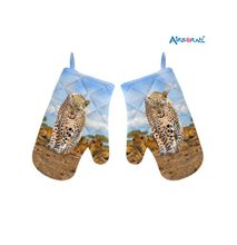 Airborne leopard print mittens