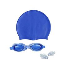 Fashion Set Of Blue Swimming Goggles & Blue Swimming Cap Gear Set