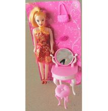 Generic Princess Doll With Mirror Hair Dressing Table Pink