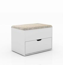 Tecno Mobili PUFF WITH STORAGE CABINET AND SHOE RACK - WHITE/FABRIC