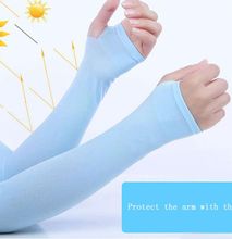 Light Blue UV Protection Sleeves, Arm Sleeves with Thumb Holes Cooling Breathable