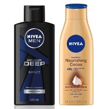 NIVEA His & Hers Body Pack (Nourishing Cocoa Lotion - 400 Ml, Deep Lotion 400 Ml)