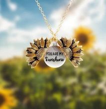 You Are My Sunshine Engraved Necklace Inspirational Sunflower Locket Necklace Jewelry